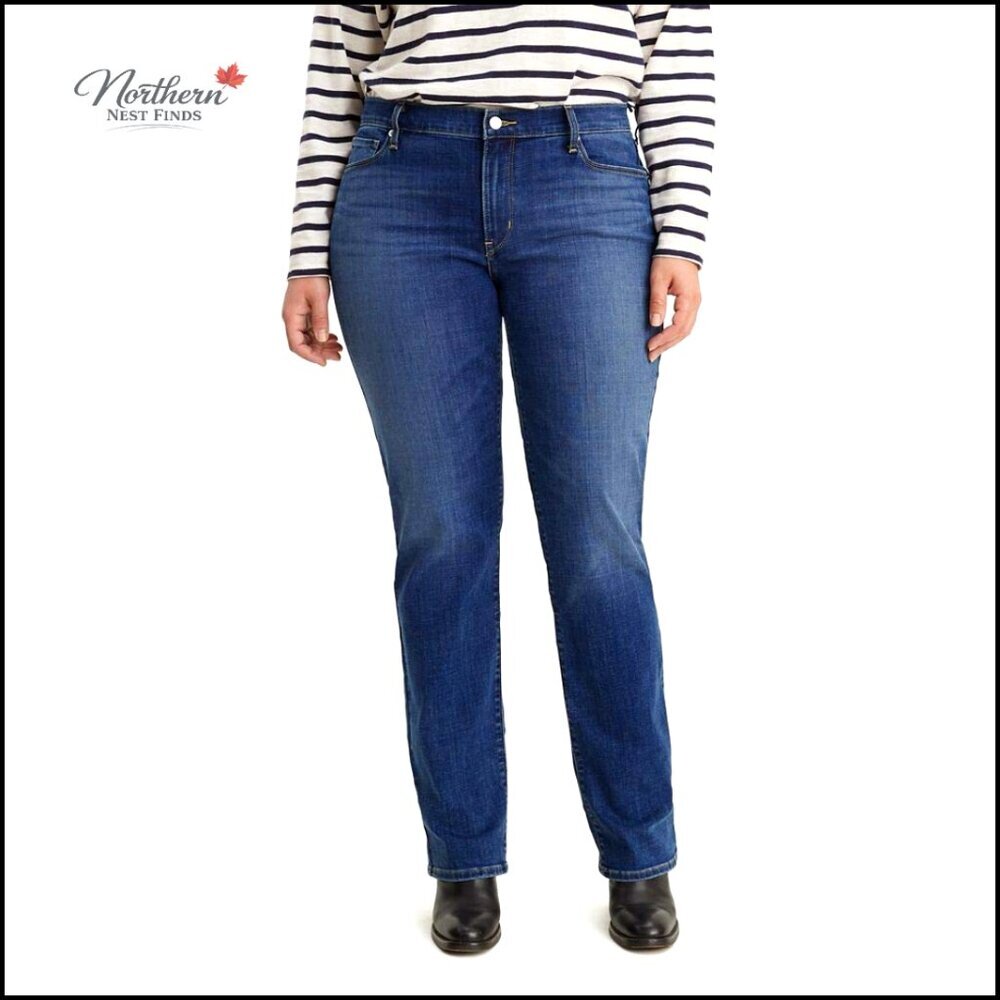 Plus Size Straight Leg Jeans Mid Rise Comfort Fit